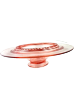 Pink Depression Glass Console Bowl Ribbed Rim - £17.99 GBP