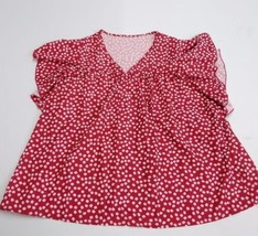 Peakaboo Boutique Red/White Floral Print V-Neck- 2XL - £14.34 GBP