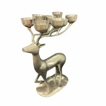 Silver Chrome Reindeer 8 Candle Holder Candelabra 13&quot; H Christmas AS IS - $44.54