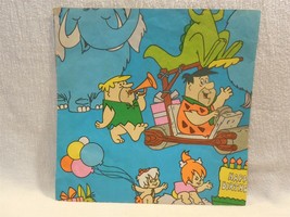 Flintstones 1975 Sheet of Gift Wrap Happy Birthday Flintstone &amp; Rubble 30&quot; x 20&quot; - £4.65 GBP