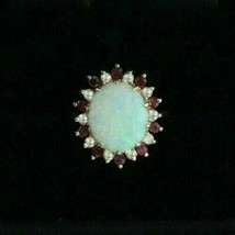 Bague de fiançailles opale de feu coupe ovale 3,00 ct et rubis/diamant... - £120.47 GBP