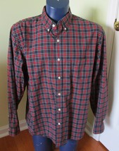 J.CREW Size XL 17 17.5  2 Ply Cotton Button Down Shirt Holiday Red Tarta... - $19.77