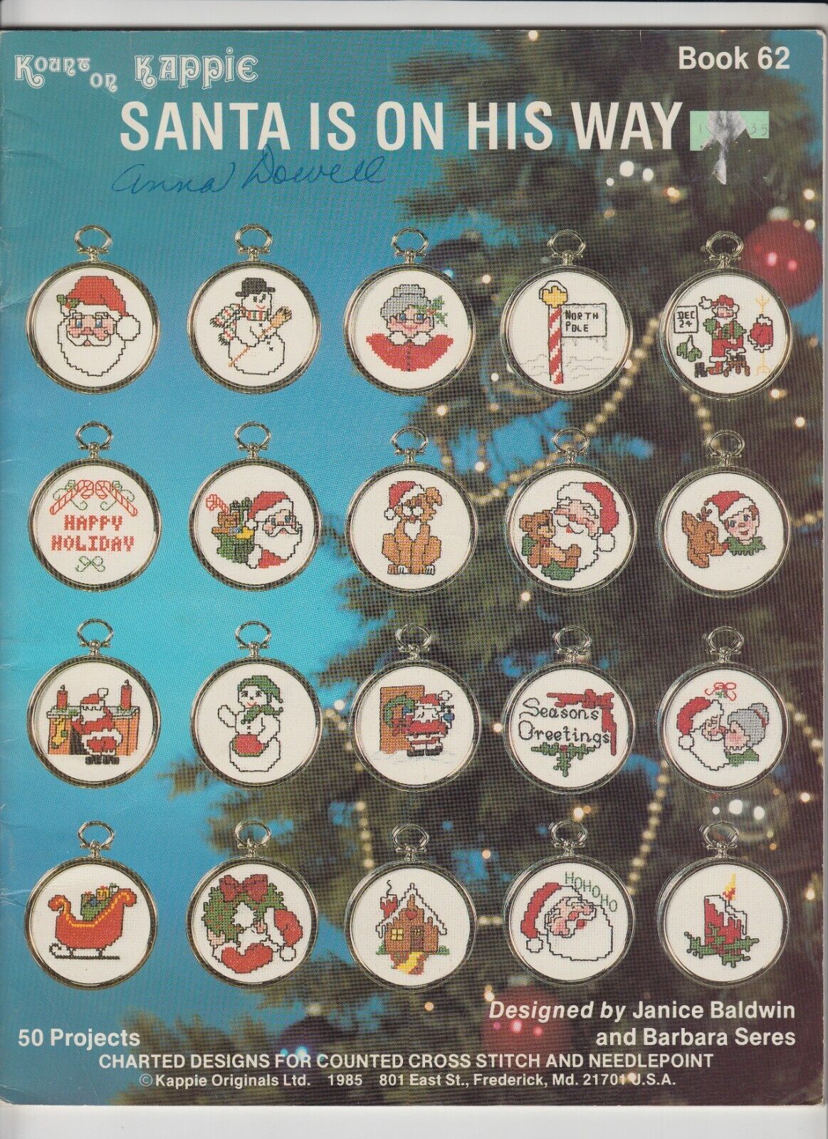 Kount on Kappie Santa is on His Way Cross Stitch Pattern Book 62 Ornament Mini - £6.88 GBP