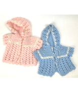 Vintage Knit Crochet Baby Doll Sweater Clothes Lot 2 Cardigan Pink Blue ... - $548.97 MXN