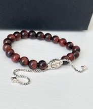 David Yurman .925 Sterling Silver Spiritual Bead Red Tiger Eye Ball Brac... - $376.18