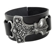 Alchemy A98 Thunderhammer Bracelet Gothic Wrist Black Leather Strap Buckle - £37.92 GBP
