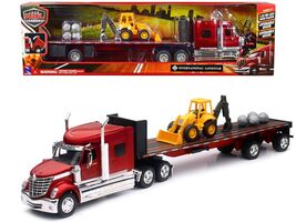 International Lonestar Truck with Flatbed Trailer Red Metallic with Fron... - $61.22