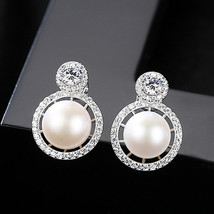 Freshwater Black Pearl Stud Earrings S925 Silver Steamed Bun Pearl Earrings Inla - £32.46 GBP