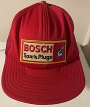 Bosch Spark Plugs Trucker Hat Snapback Cap Red Yellow Adjustable Vintage - £11.07 GBP