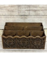 Vintage 1970s Lerner Faux Carved Wood Desk Organizer Mail Letter Holder ... - $27.23 CAD