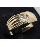 10k Yellow Gold Ruby Diamond Shriner&#39;s Crescent Ring Sz 9.75 Mens Custom... - £224.35 GBP