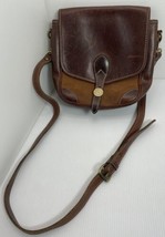 Levenger 100% Leather Solid Brown Crossbody Bag Vintage Satchel Style Un... - $44.41