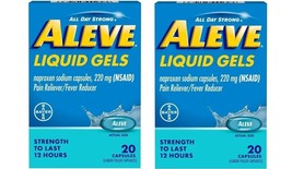 Aleve Liquid Gels Naproxen Sodium Pain Reliever, 20 Caps Exp 10/2024 Pack of 2 - £14.50 GBP