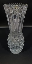 Genuine Lead Hand Cut Crystal Vase Diamond Cut Pattern 8&quot; Heavy - £27.24 GBP