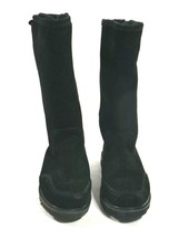 Bearpaw Elle Tall Black Suede Cold Weather Boots Sheepskin Lined Wms 10 EUC - £48.10 GBP