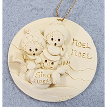 LaBerge 1994 NOEL NOEL SIGN NOEL Boy Girl Snowman Christmas Ornament Vin... - $10.78 CAD
