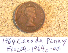 1964 Canada Penny Rim Strike Error; Vintage Old Coin Foreign Money - £3.15 GBP