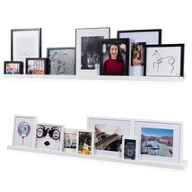 Denver 60 Inch White Floating Shelves For Wall, Narrow Picture Ledge Shelf Set O - £125.33 GBP