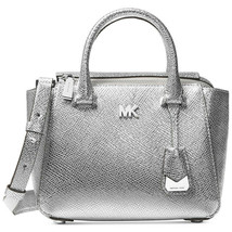 MICHAEL KORS Silver Metallic Nolita Leather Mini Messenger Bag - £159.86 GBP