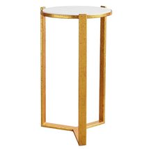 47th &amp; Main Modern Round Marble Top Metal Accent End Or Side Table for Living Ro - £81.08 GBP