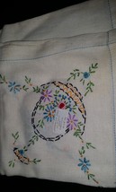 Vintage Embroidered Tablecloth Baskets on Antique White 32x30.5 - $10.99