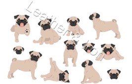 New Pug Dog Illustration Pattern Design Checkbook Cover - $9.95