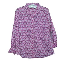 New Crown &amp; Ivy Womens Large L Button Up Elephant Shirt Pink - AC - £10.20 GBP