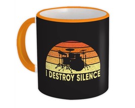 I Destroy Silence Drums Humor Wall Poster Decor : Gift Mug Retro Music Art Music - £12.67 GBP