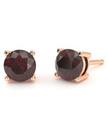 Garnet 6mm Round Stud Earrings in 14k Rose Gold - $5,190.37 MXN