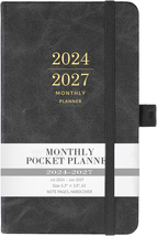 2024-2027 Monthly Pocket Planner/Calendar - 3 Year Monthly Planner with Faux Lea - £11.76 GBP