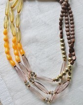 Sonoma Chocolate Brown Lemon Yellow Clear Bead Multistrand Necklace - £14.26 GBP