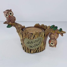 Vintage Syroco Wood Owl Coaster Holder 6 Coasters Nobody’s Perfect - £19.97 GBP