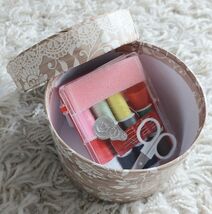 White Beige French Country Sewing Box with Lid + Notions Storage Basket ... - $234.30 MXN