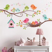 Robin Bird and Tree Branch Wall Stickers,Removable DIY Mural Decorations for Liv - £19.24 GBP