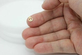 Real Solid 14k solid gold tiny Peace sign Charm Pendant - £19.56 GBP