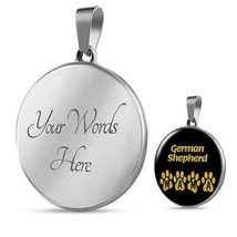 German Shepherd Mama Circle Necklace Stainless Steel or 18k Gold 18-22&quot; Dog Own - £34.13 GBP+