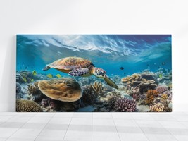 Turtle Painting Photo Art HD Canvas Poster Ocean Coral Reef Wall Art Home Decor - £18.99 GBP+