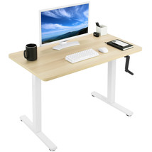 VIVO Manual 43 x 24 Stand Up Desk | Light Wood Table Top, White Frame - £316.84 GBP