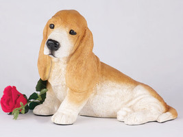 Large 189 Cubic Ins Brown &amp; White Basset Hound Resin Urn for Cremation Ashes - £145.70 GBP