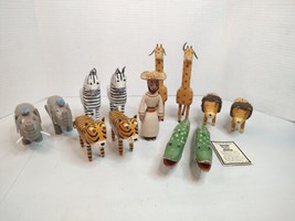 Susan Ryan Collection Hand Carved Painted Noah&#39;s Ark 6 Animal Pairs 1998 Vintage - £29.41 GBP