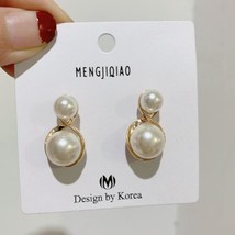 MENGJIQIAO 2021 Fashion New  Simulated Pearl Flower Stud Earrings For Women Swee - £7.12 GBP