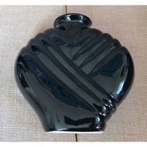 Vintage Art Deco Black Almost Heart Shaped Ceramic Vase Gothic Eighties - £12.66 GBP