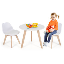 3PCS Kids Table Chair Set Modern Activity Play Table w/Beech Legs Cushion - £175.85 GBP