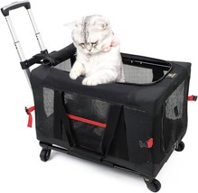 Cat Carrier For Large Cats 20 To 25 Pounds With Wheels,Rolling Large Cat... - $80.99