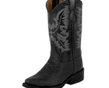 Boys Kids Black Buffalo Cowboy Boots Bull Pattern Western Leather Rodeo ... - £43.88 GBP