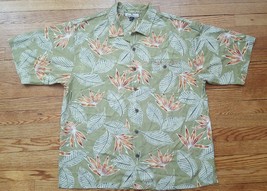 Tommy Bahama Mens Shirt XL Olive Green Hawaiian Leaves  Crab 100% Silk Shirt - £9.92 GBP