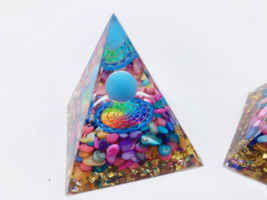 Rainbow Orgone Pyramid ~ Wealth, Happiness, Positive Energy, Power, Confidence - £15.67 GBP