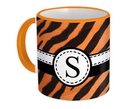 Monogram Letter S : Gift Mug Tiger Letter Initial ABC Print Stripe CG7159S - £12.45 GBP