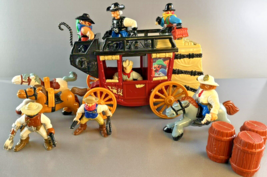 VTG Fisher Price Great Adventures Western Town Stagecoach Cowboys Robbers Horses - £34.14 GBP