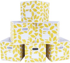 Max Houser Fabric Storage Bins Cubes Baskets Containers With Dual, Yellow - £32.12 GBP